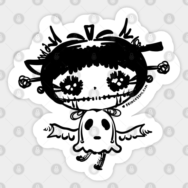 cute halloween whimsical cute girl illustration Sticker by princessmi-com